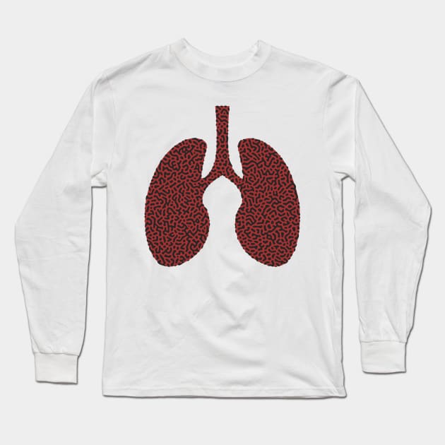 Turing Pattern Lungs (Red Black) Long Sleeve T-Shirt by John Uttley